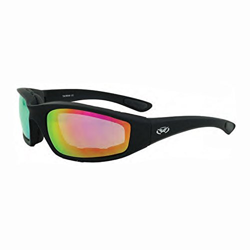 Global Vision Eyewear Black Frame Kickback Riding Glasses with GT Red Lenses