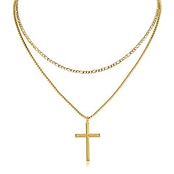 REVEMCN 14K Gold Filled Polished Beveled Cross