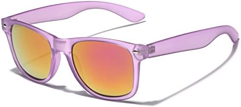 Matte Frosted Frame Square Horn Rimmed Color Mirror Lens Sunglasses
