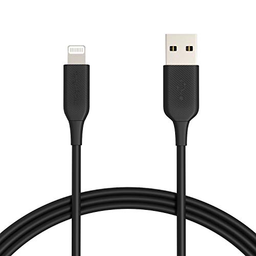 Cable Lightning a USB de Amazon Basics - Cargador de iPhone de Apple con certificación MFi, negro, 6 pies (paquete de 2) (durabilidad clasificada 4, 000 curvas) actualización
