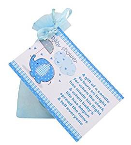 cleverlittlegifts GORGEOUS CUTE BABY SHOWER CANDLE FAVOURS WITH SCENTED CANDLES - BLUE - PINK or WHITE for MUM MUMMY TO BE IDEAL FOR Baby Boy - Baby Girl or can't wait to find out (Pack of 30, Blue)