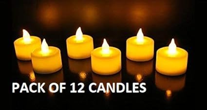 Satyam Kraft Led Tea Light Candle Diya For Diwali Decoration/Home Decor/Diwali Gift/Gift -Yellow (Box Of 12)
