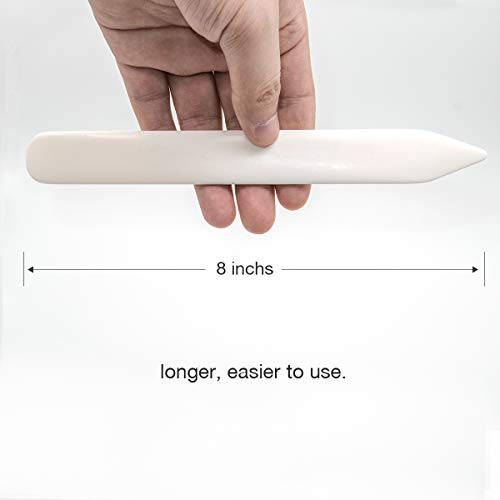 8 Inch Real Bone Folder, Large Genuine Bone Folder Origami Paper Creaser Crafting Scoring Folding Tool for Leather Cards DIY Handmade Burnishing Bookbinding