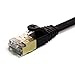 Tera Grand - 50FT - CAT7 10 Gigabit Ethernet Ultra Flat Patch Cable for Modem Router LAN Network, Gold Plated Shielded RJ45 Connectors, Faster Than CAT6a CAT6 CAT5e, Black