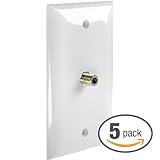 Mediabridge Wall Plate with F81 Jack (1-Port, White) - 5 Pack (Part# BWP81W-5PK)