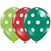 12 Red and Green Holiday Polka Dot Balloons - Made in USA