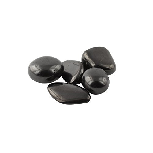 Shungite Stones Tumbled 5 Pieces Natural Crystal Shiny Black Colored Guaranteed Authentic Rare Stone for Water Purification, Making Shungite Water & Natural Healing Chakra Reiki - Noble Rocks Russia