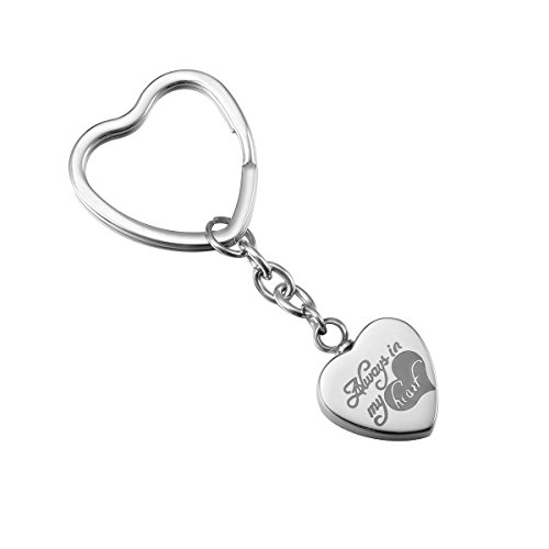 HooAMI Alway in My Heart Cremation Urn Keychain Keepsake Memorial Ashes Stainless Steel Heart Keyring