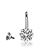 MO SI YI 3-6 Pcs14G Surgical Steel Belly Button Ring Navel Rings with Round Cubic Zirconia Barbell Stud Piercing Screw Bar Design Body Piercing (1 PC Clear)