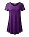BH B.I.L.Y USA BILY Women's Short Sleeve V-Neck Flare Tunic Top Eggplant Large