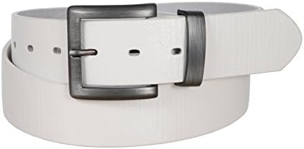 Landes Men's Classic PU Bonded Leather Modern Jean Belt with Sleek Metal Buckle (White, 36)