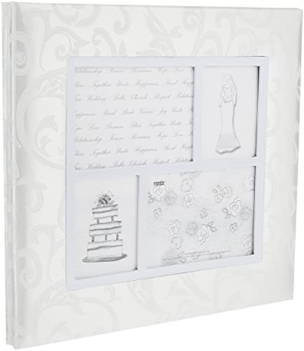 Pioneer 12 Inch by 12 Inch Postbound 4-Frame Fabric Cover Memory Book, White