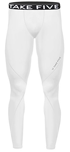 New Men Sports Winter Warm Thermal Skin Tights Compression Base Under Layer Long Pants (L, NP512 WHITE)