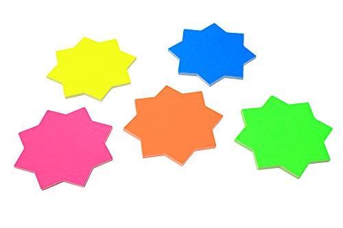 Bright Ideas Fluorescent Stars. Flash Stars Size 3” Inch, Approx 7.6cm x 7.6cm, Pack of 50 Assorted Colours. Ideal for Eye-catching Shop Retail and Price Signs. BI1040.