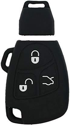 BROVACS Silicone Cover Protector Case Holder Skin Jacket Compatible with MERCEDES BENZ 3 Button Smart Remote Key Fob CV4956 Black