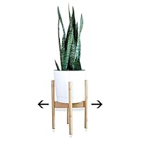 Mid Century Indoor Plant Stand Bamboo Adjustable Wood Plant Stand | Planter Stand | Tall Plant Stand Midcentury Flower Stand | Fits 8" - 12" Plant Pot | Easy Assembly | No Tools Required