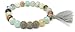 Mana Vibes Essential Oil Semi Precious Gemstone Tassel Beaded Bracelet with Lava Beads, Essential Oil Jewelry 8mm Bead Size, Grey Tassel (Amazonite Grey Lava Beads)
