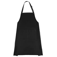 LivingBox Adjustable Water-Resistant Black Bib Apron with 2 Pockets for Women and Men