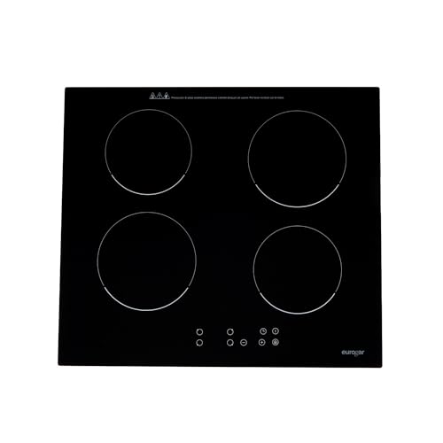 EUROGAR Parrilla eléctrica de inducción 4 zonas de calentamiento 220V, Potencia 7000W, Panel táctil con 9 y 8 niveles de temperatura, Temporizador, Bloqueo para niños, Luz LED | EUPIV4