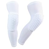 Yaheetech 1 Pcs Honeycomb Basketball Protective Gear Pad Long Leg Knee Sleeve White XL
