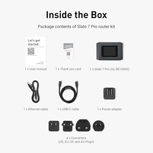 GL.iNet Slate 7 Pro (GL-BE10000) Tri-Band Wi-Fi 7 Travel Router – 6GHz 5.7Gbps, MLO, 2.8" Touchscreen, 1.1Gbps WireGuard VPN, DPI Security, Dual 2.5G + Mwan3, OpenWrt – Business Travel, Digital Nomad