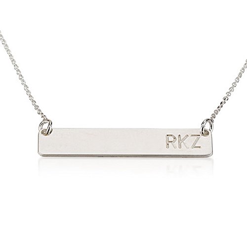 Bar Necklace Personalized Bar Name Necklace Sterling Silver Custom Made Any Name (16 Inches)