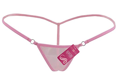Deargirl Panty T Back G-String Thong for Women Cotton/lace (Plus Size (FITS Most L to 2XL), Pink Mesh)