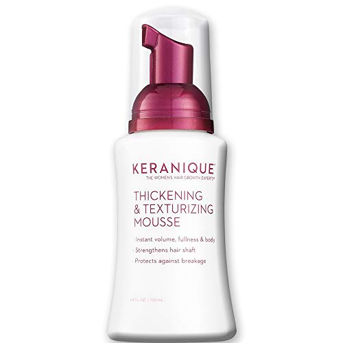 Keranique Thickening & Texturizing Mousse, 3.4 Fl Oz – Instant Volume, Thickness and Body, Leaving Hair with Smooth and Soft Touch | Strengthens Hair Shaft and Protects Against Breakage