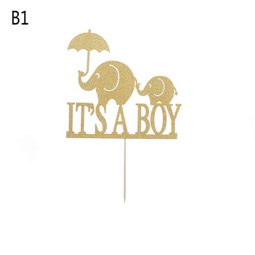 Cake Decorating Supplies - Elephant Its A Boy Girl Cake Per Baby Shower Party Decorations Favors Baptism Glitter Paper - Carrier Kit-baking Cake Pans Rotating Figurines Dust Russian Paste Bags M - Thumbnail 4
