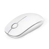 Jelly Comb 2.4G Slim Wireless Mouse with Nano Receiver, Less Noise, Portable Mobile Optical Mice for Notebook, PC, Laptop, Computer, MacBook MS001 (White and Silver)