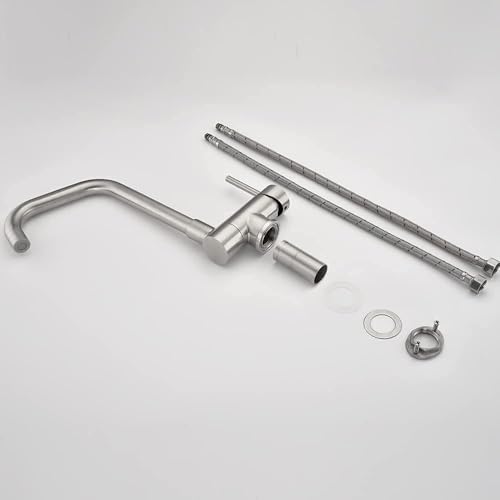 ONECE Folding Kitchen Tap with 2 Modes, Under Window Taps | 360° Swivel Single Lever Mixer Tap for Sink 304 Stainless Steel, Cold and Hot Water