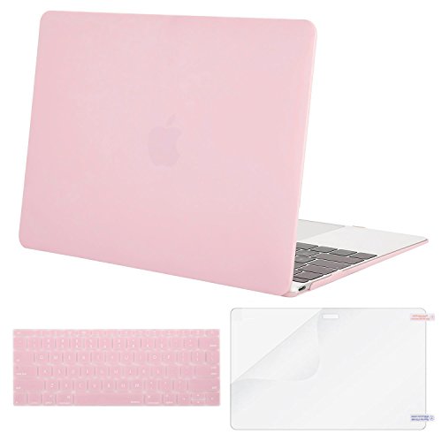 Mosiso Plastic Hard Case with Keyboard Cover with Screen Protector for Macbook 12 Inch with Retina Display A1534 (Newest Version 2017/2016/2015), Rose Quartz