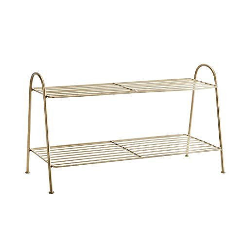 Madam Stoltz2 Tier Antique Brass Iron Shoe Rack