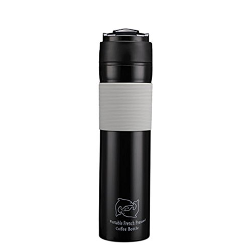 Click Here to See More Images Walmeck 300ML Coffee Pot Outdoor Travel Vacuum Coffee Plunger Bottle Portable Leak-Proof Coffee Mug With Filter