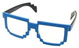 Pixelated Retro Nerdy Eyeglasses with Clear Lenses 80s 8-Bit