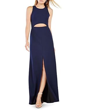 BCBG Max Azria Nude Womens Cutout Lace-Back Gown Blue 8