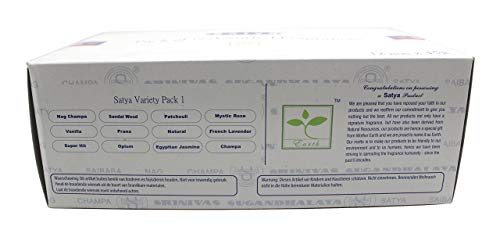 Satya Incense Set of 12 Nag Champa, Super Hit, Sacred Sandalwood, Pure Patchouli, Mystic Rose, Vanilla, Prana, Natural… - Image 5
