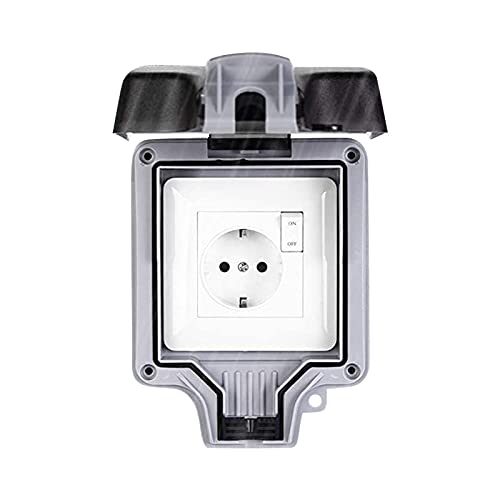 Colorful Außensteckdose Steckdose, IP66 Wasserdicht Wetterfest Schutzkontakt Wandsteckdose Hochleistungs Schalt External…