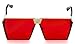Elite Oversized Flat Top Metal Square Sleek Retro Mirrored Oceanic Lens Sunglasses (Red, 66)