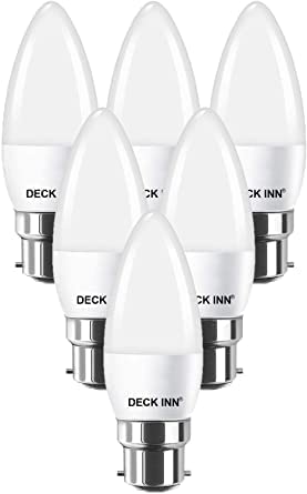 DECK INN Pack of 2 B22 LED Candle Light Bulbs,40W Incandescent Bulb Equivalent, 5.5W, 470lm, Warm White 2700K Non-Dimmable, C35 BC B22 Bayonet Cap LED Bulbs[Energy Class A+]