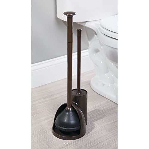 mDesign Hidden Plunger and Brush Set for Toilet Bowl Brush Cleaner