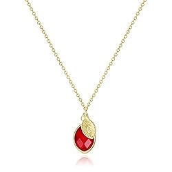 Me&Hz Dainty July Birthstone D Initial Necklaces