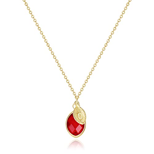 Me&Hz Dainty July Birthstone D Initial Necklaces