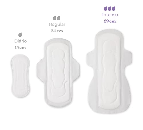 Absorvente Noturno Amai, Fluxo Intenso, Algodão Sem Químicos, Ultra Confortável, Hipoalergênico, Com Abas, Zero Plástico Comum (8 unidades)