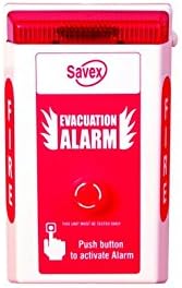 Savex SSA2 Site Alarm Portable Battery Fire Alarm System 110dB Strobe Light Push On/Twist Off Button