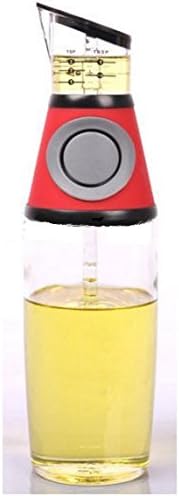 Galleany Glass Bottle Olive Oil Dispenser &amp; Vinegar Pump &amp; Dispenser with Press and Measure 500 ml (Red)