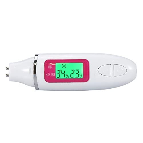 Skin Moisture Tester, LCD Display Digital Precision Skin Sensor Tester, Facial Moisture Water Oil Analyzer for Face Care Device Suit for Salon Home Use(White)