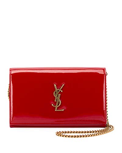 Saint Laurent Kate Monogram YSL Patent Wallet on Chain Made in Italy