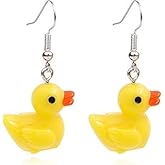 MALOYANVE Unique Personalized Yellow Duck Earrings for Women lightweight Funny Cute Duck Dangle Drop Earrings Charming Jewelry Gifts