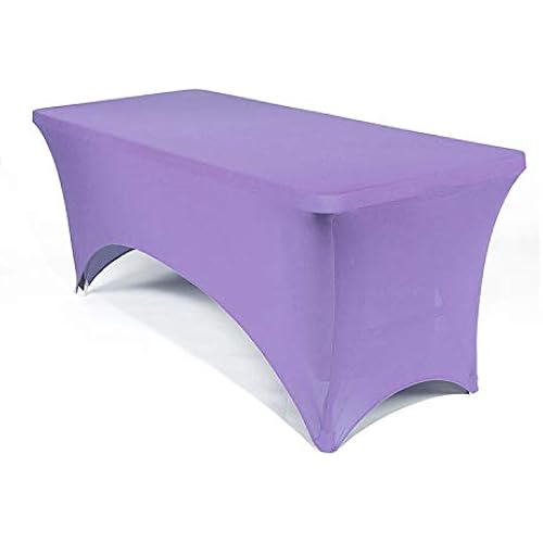 mds Pack of 1 Rectangular Stretch Spandex Table Cover 6ft Fitted Spandex Tablecloths for Wedding Decorations Table Toppers - Lavender (6ft)